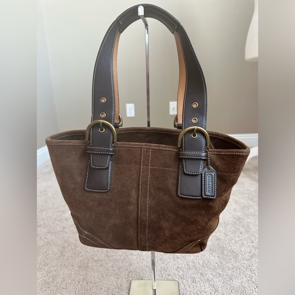 Coach Handbags - Coach # 9522 Suede & Leather Shoulder Tote Bag